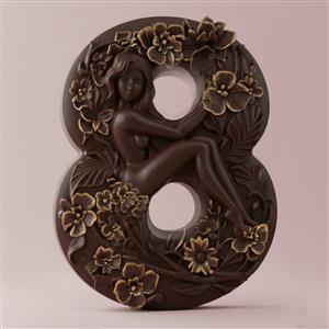 Silikoninė forma - Moteris ant skaičiaus 8 su gėlėmis (kovo 8-ajai)