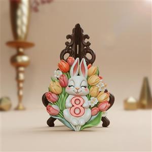 Silikoninė forma - Triušis su tulpėmis - Kovo 8-oji