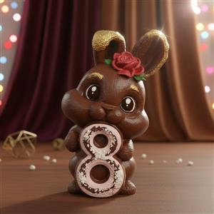 Silikoninė forma - Triušis su skaičiumi 8